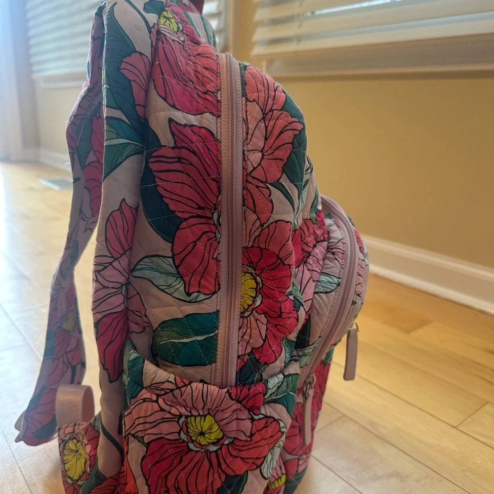 Vera Bradley Floral Pink and Green Women's Backpack - Picture 2 of 5